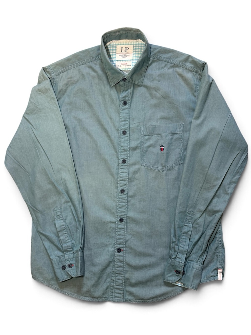 Louis Philippe Men's Sage Green Long-Sleeve Button-Down Shirt